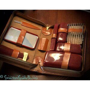 Vintage Men's Folding Leather Dopp Kit, Hipster Dopp Kit